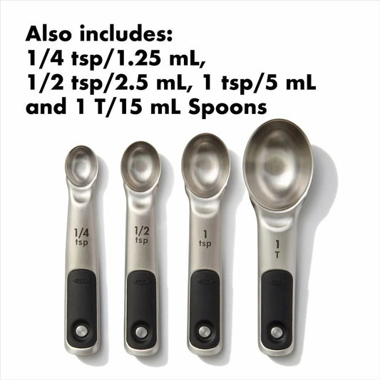 4 Piece Stainless Steel Measuring Spoons Set, 1/4 tsp, 1/2 tsp, 1 tsp, 1 T- OXO