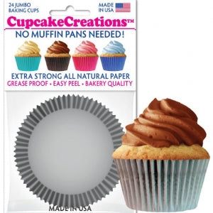 Jumbo Silver Baking Cups, 20 count- Cupcake Creations