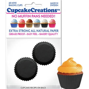Black Mini Baking Cups, 60 count- Cupcake Creations
