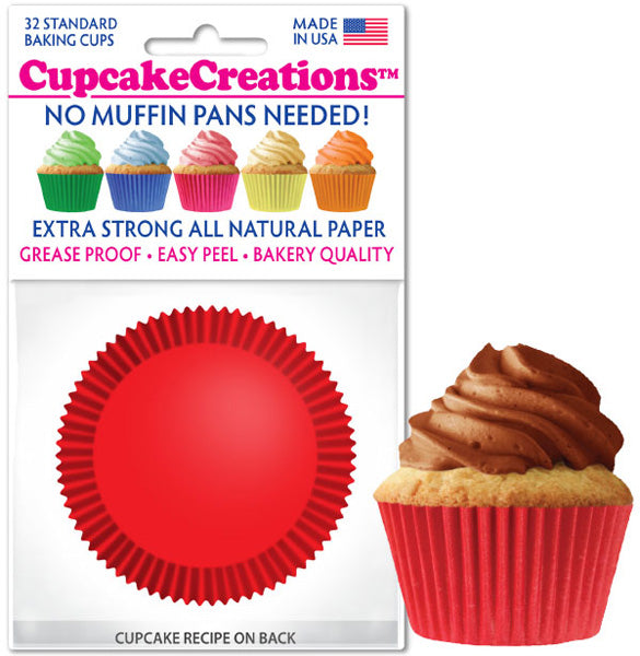 Red Standard Baking Cups, 32 count- Cupcake Creations