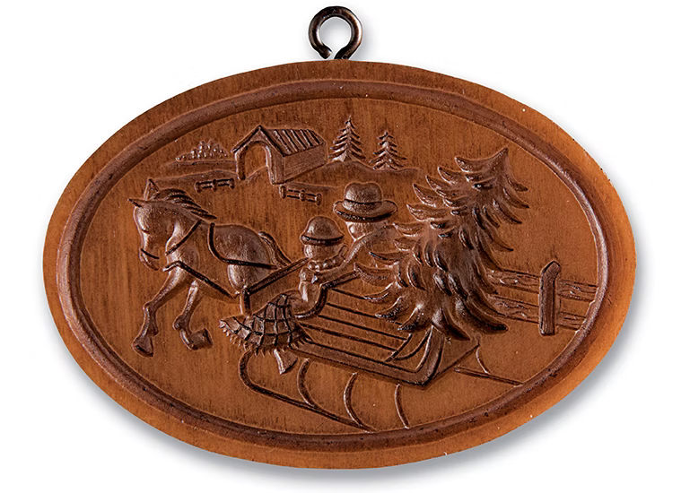 Sleigh with Covered Bridge Cookie Stamp - House on the Hill