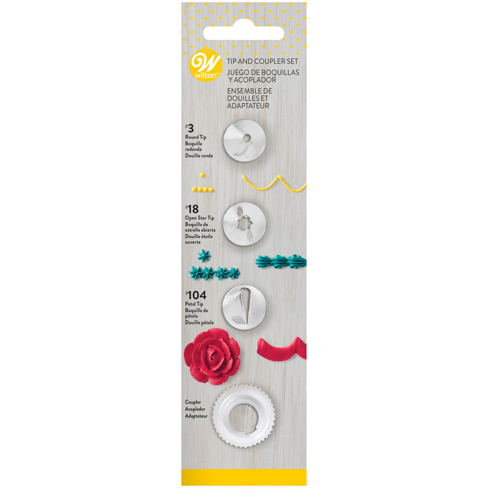4 Piece Basic Tip and Coupler Decorating Set